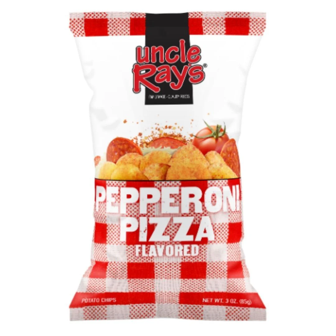 Uncle Ray's Pepperoni Pizza Flavored, patatine alla pizza al salame piccante da 120g