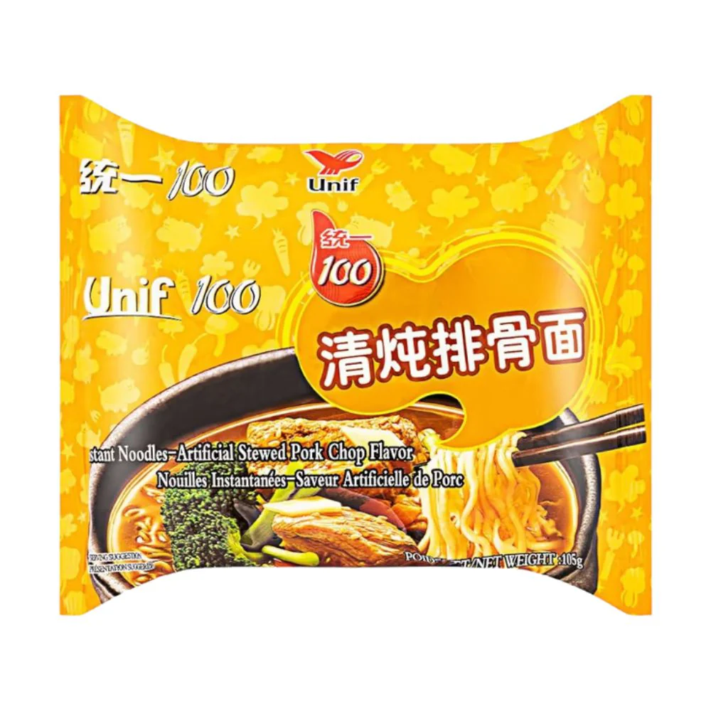 Unif Instant Noodles Stewed Pork Chop Flavor, noodles instantanei al gusto di costolette da 105g
