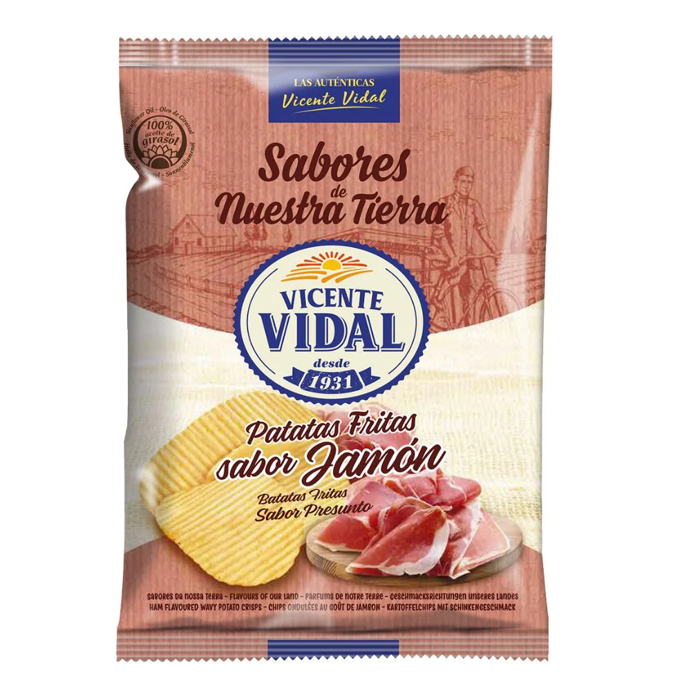 Vicente Vidal Sabores De Nuestra Tierra, patatine fritte al gusto di prosciutto da 30g