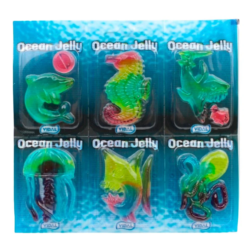 Vidal Ocean Jelly, 6 gelatine a forma di animali marini da 11g