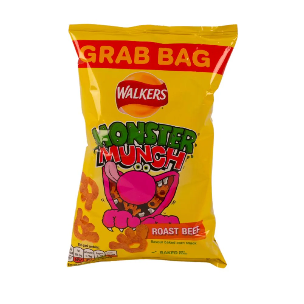 Walkers Monster Munch Roast Beef, patatine al gusto di carne arrostita da 40g
