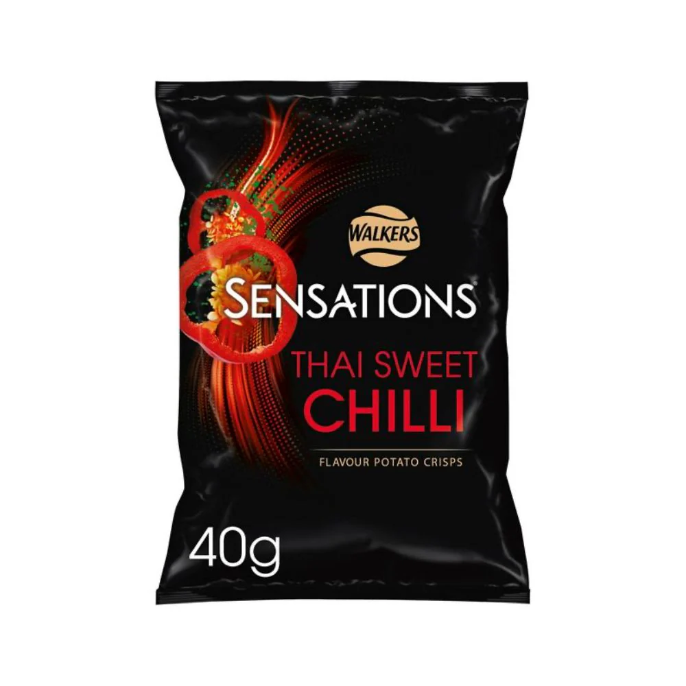 Walkers Sensations Thai Sweet Chili Flavour, patatine al sapore di peperoncino thai da 40g