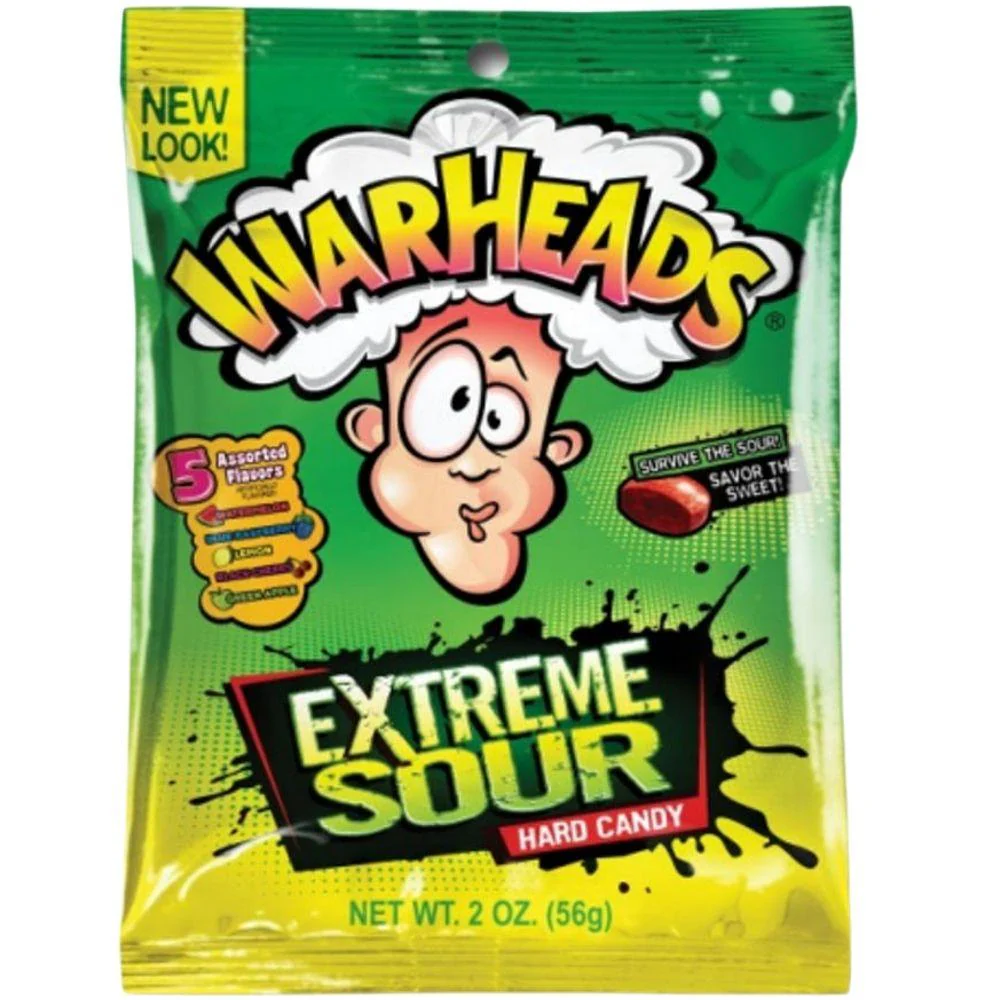 Warheads Extreme Sour Hard Candy, caramelle aspre alla frutta nel formato maxi