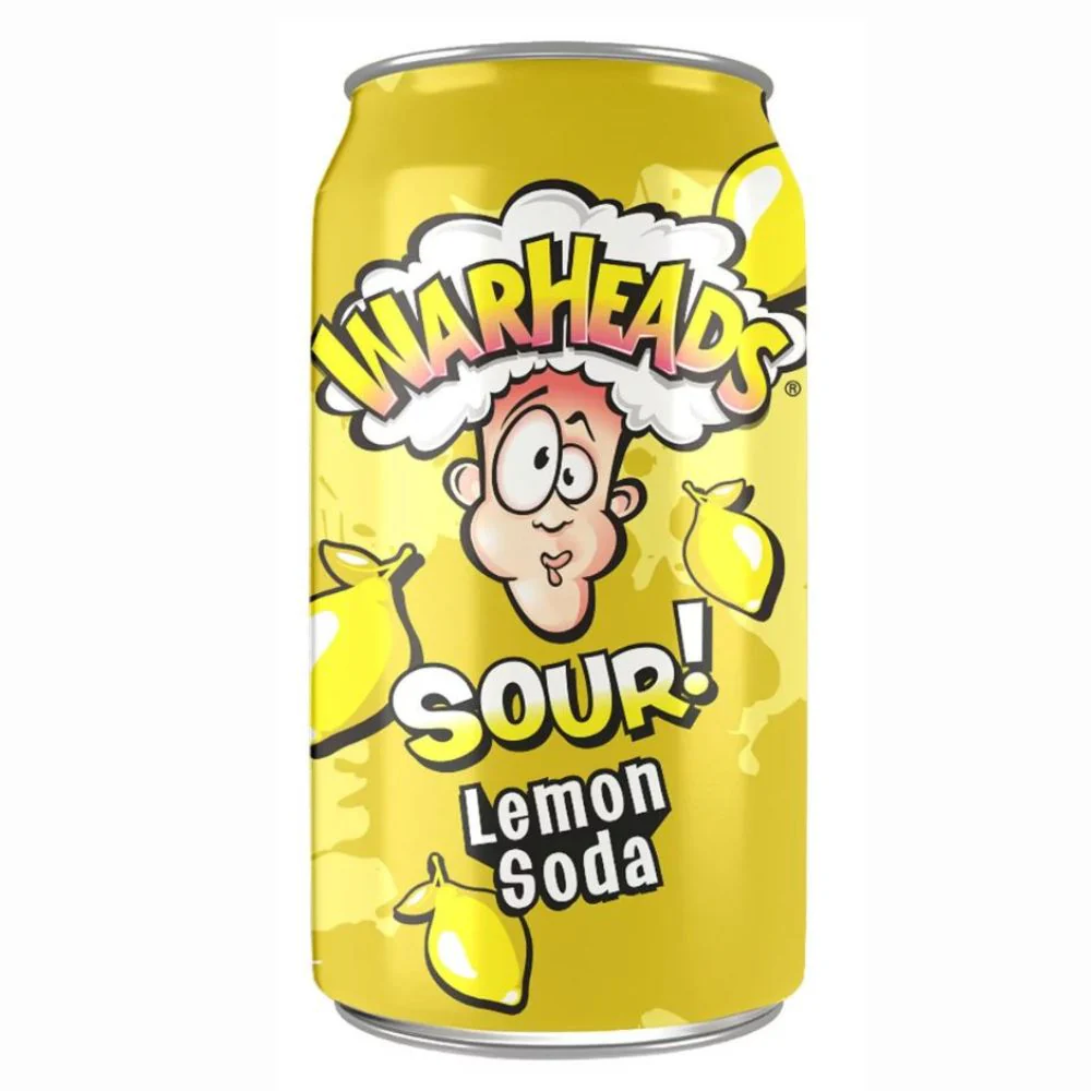 Warheads Sour Lemon Soda, bevanda al limone da 355ml