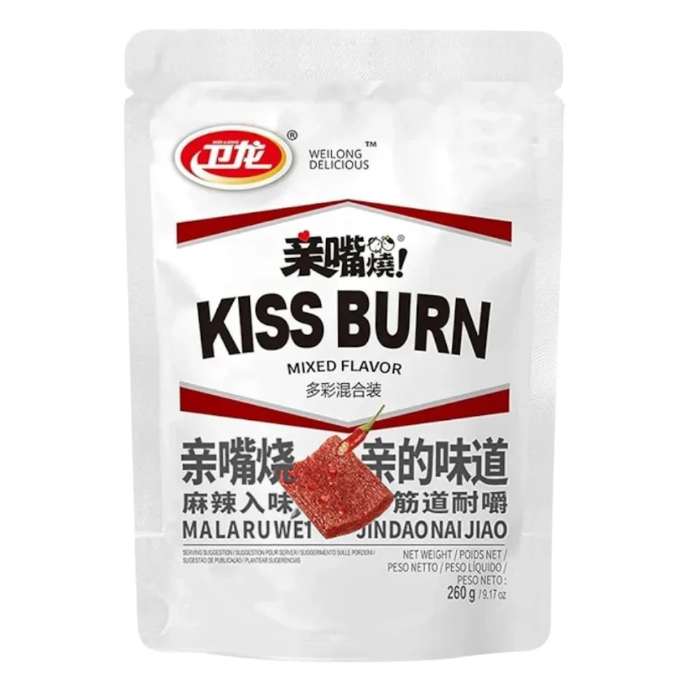 Wei-long Kiss Burn LaTiao Mixed Flavor, fettine a base di frumento gusti misti da 260g
