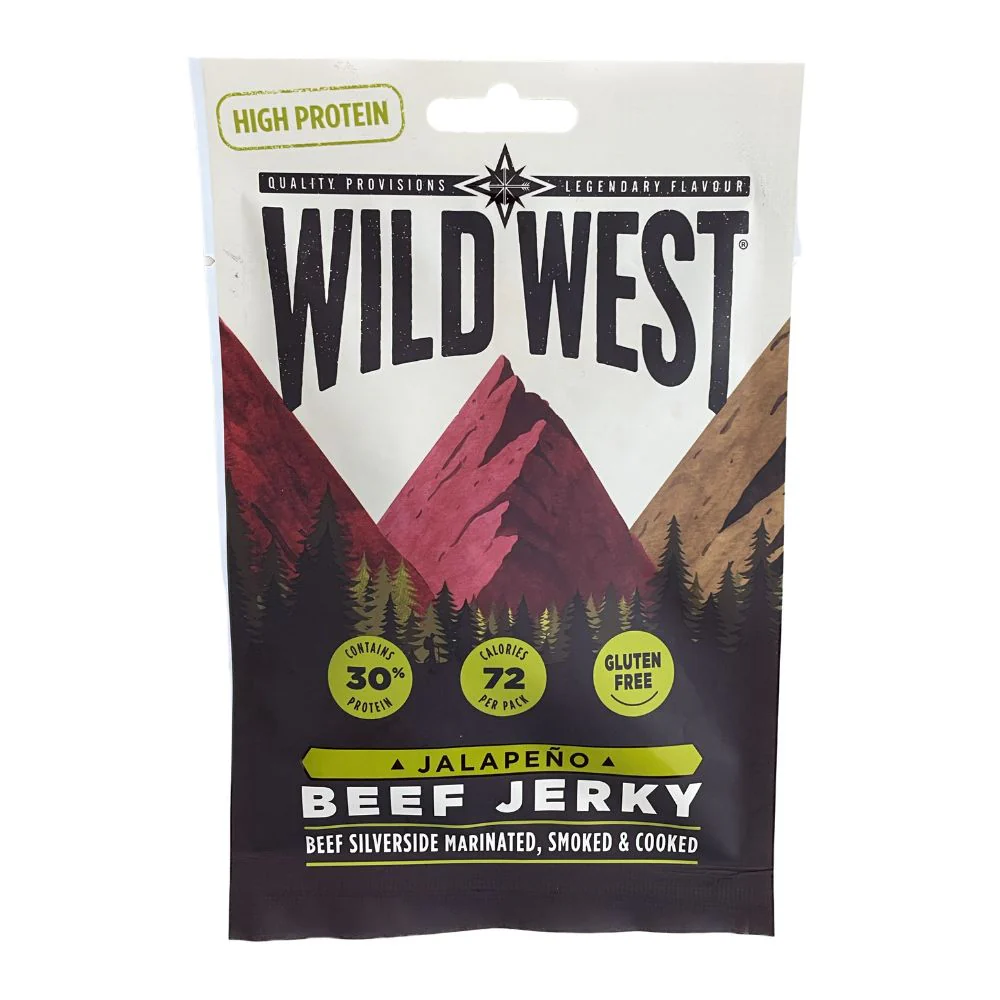 Wild West Jalapeno Beef Jerky, carne secca al peperoncino jalapeno da 25g