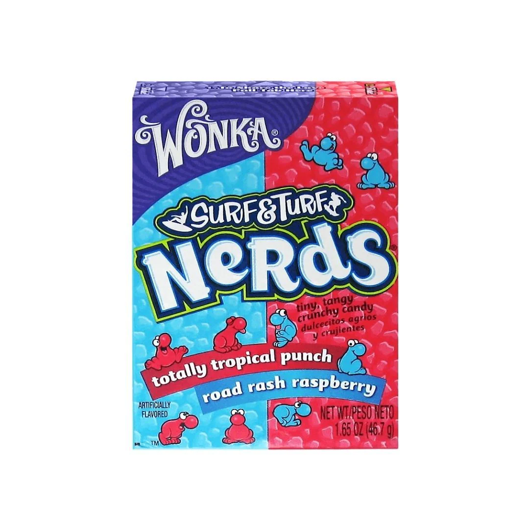 Wonka Nerds Raspberry & Tropical Punch, caramelle ai lamponi e frutta tropicale da 46.7g