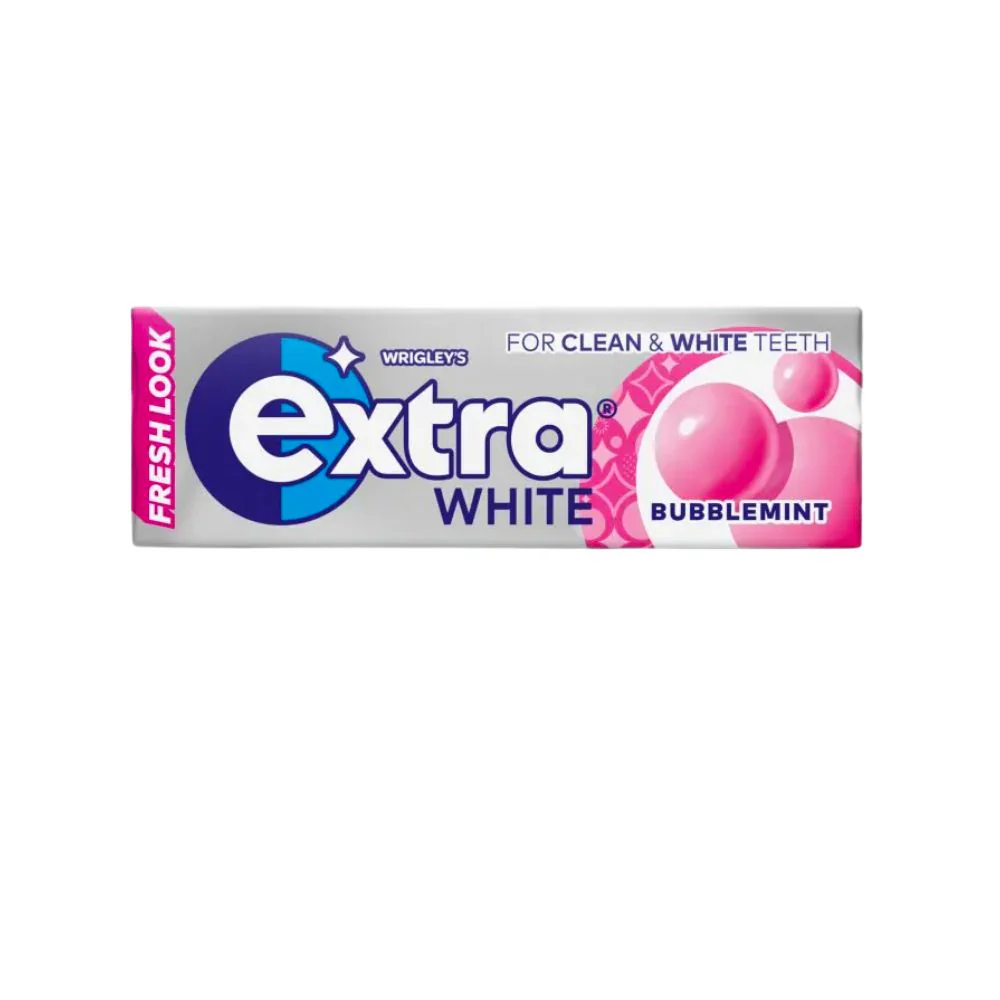 Wrigley's Extra White Bubblemint, gomma da masticare alla menta e bubble da 14g