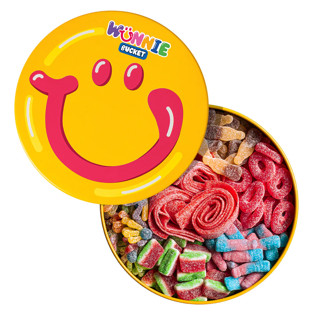 Wunnie Bucket Fizzy Mix, latta di caramelle gommose zuccherate - Image 3