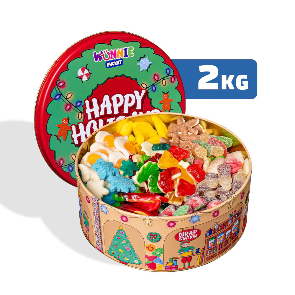 Wunnie Bucket “Happy Holidays”, latta da comporre con le tue caramelle gommose preferite - 2 kg - Image 2