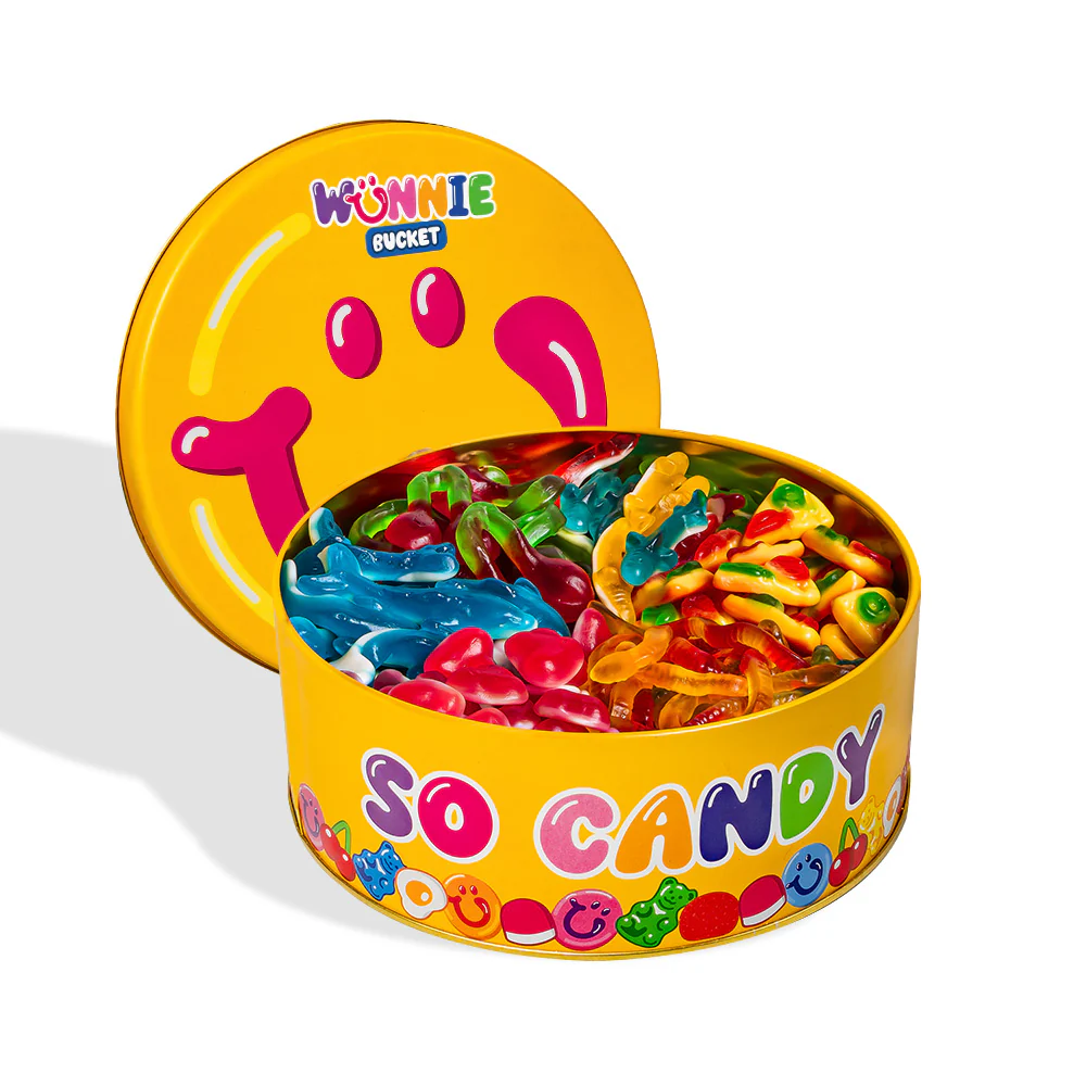Wunnie Bucket Jelly Mix, latta di caramelle gommose lisce
