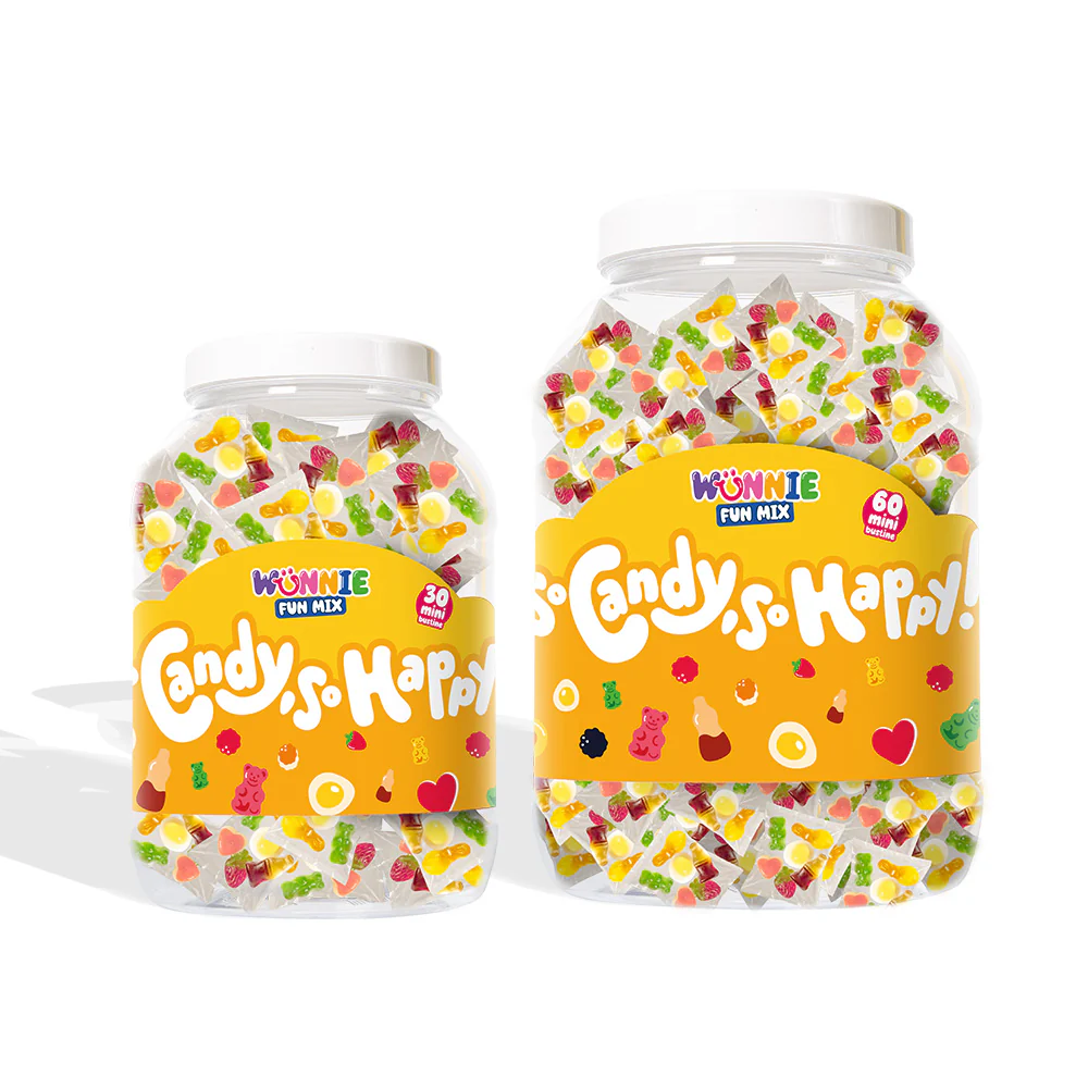 Wunnie Fun Mix, barattolo con bustine monoporzione di caramelle gommose in gusti assortiti (30 o 60 pz) - Image 2