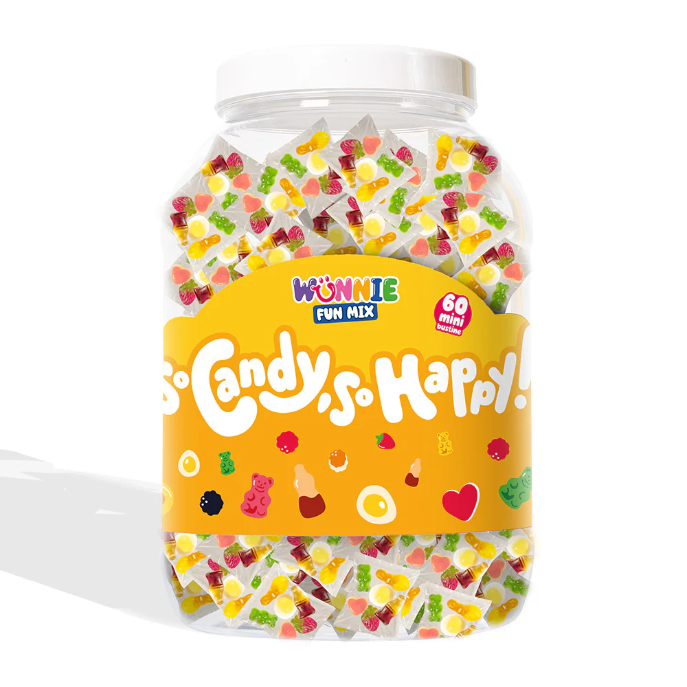 Wunnie Fun Mix, barattolo con bustine monoporzione di caramelle gommose in gusti assortiti (30 o 60 pz) - Image 6