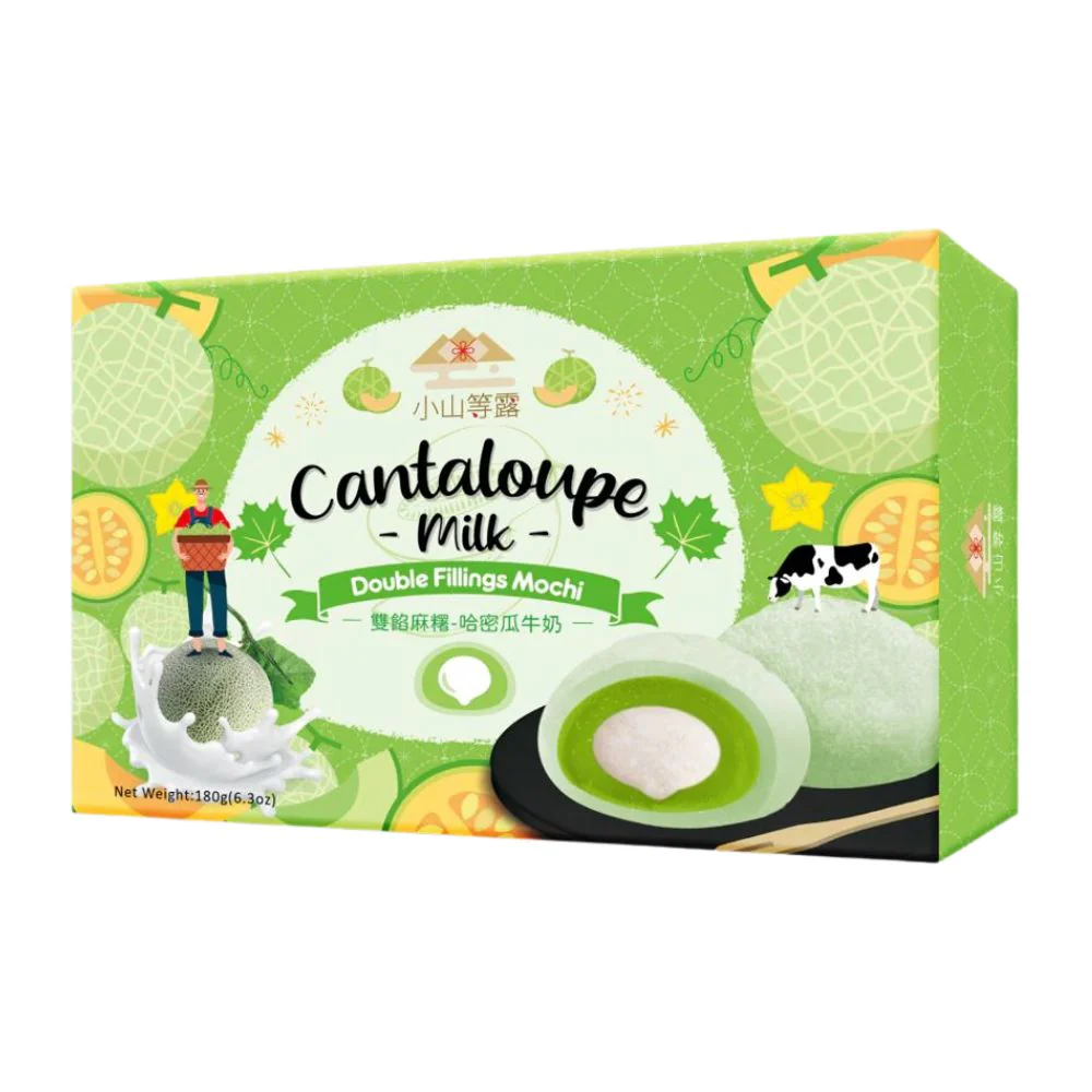 Hill Mochi Cantaloupe Milk Double Fillings Mochi, mochi al gusto di melone e latte da 180g