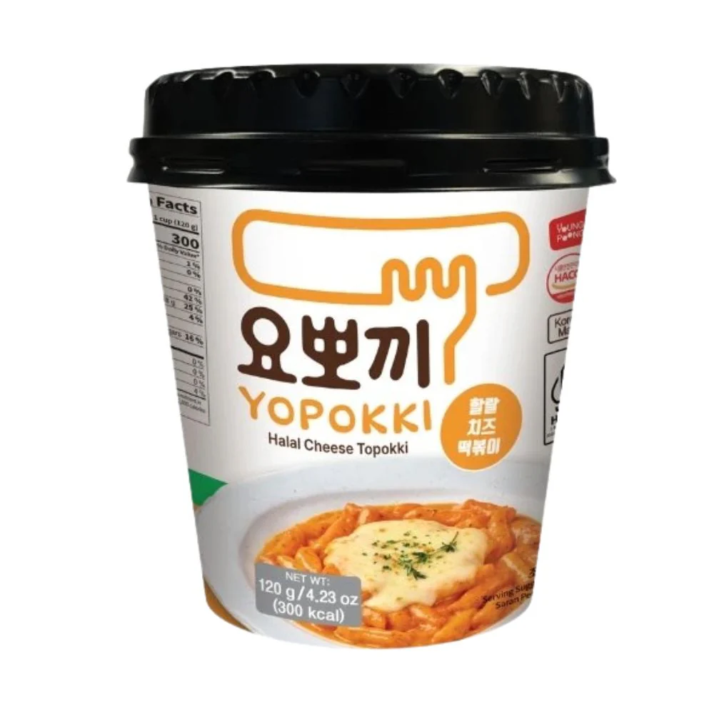 Yopokki Halal Cheese Topokki, topokki in tazza al gusto di formaggio da 120g