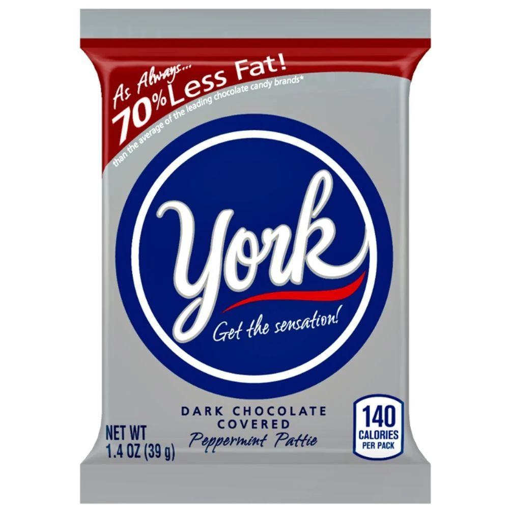 York Dark Chocolate Peppermint Patties, disco di cioccolato fondente con crema alla menta da 39g